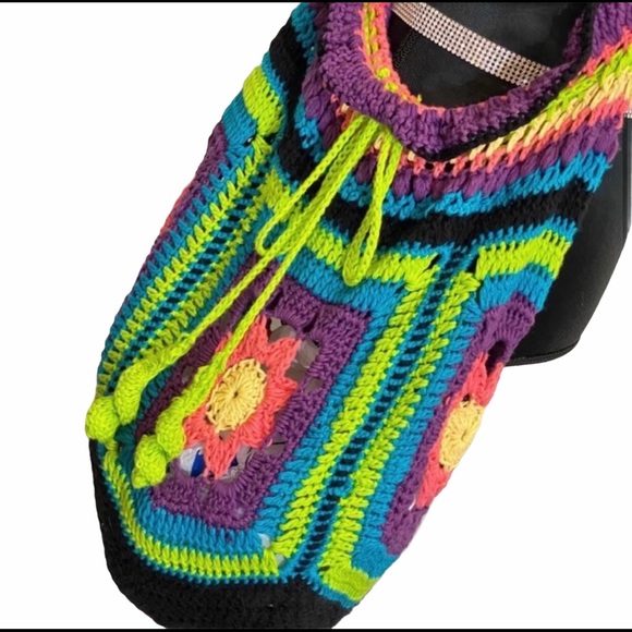 Crochet Boho Bag Cotton Multi-colored - Picture 2 of 3